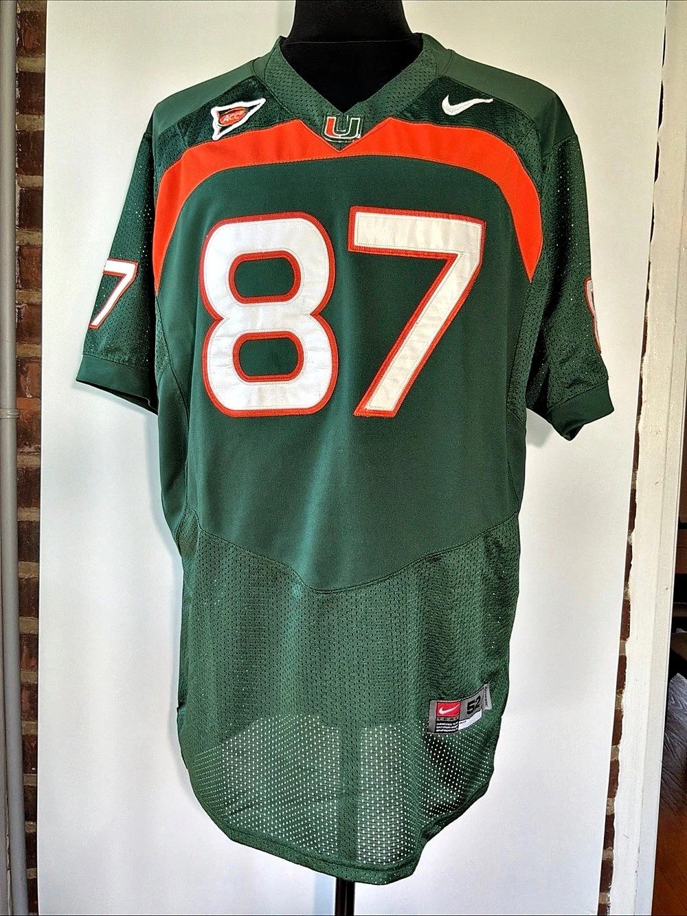 Vintage Y2K Nike Miami Hurricanes Reggie Wayne #87 Stitched Jersey Size 52